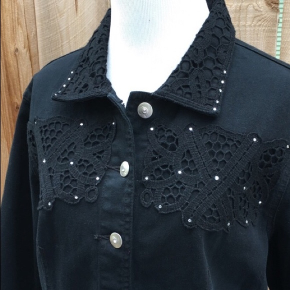 Black Lace Denim Jacket